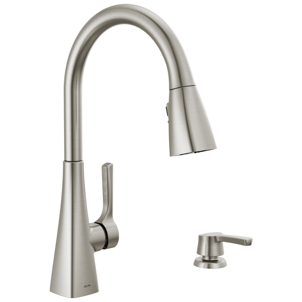 Delta Orson Single Handle Pull Down Kitchen Faucet with Soap Dispenser