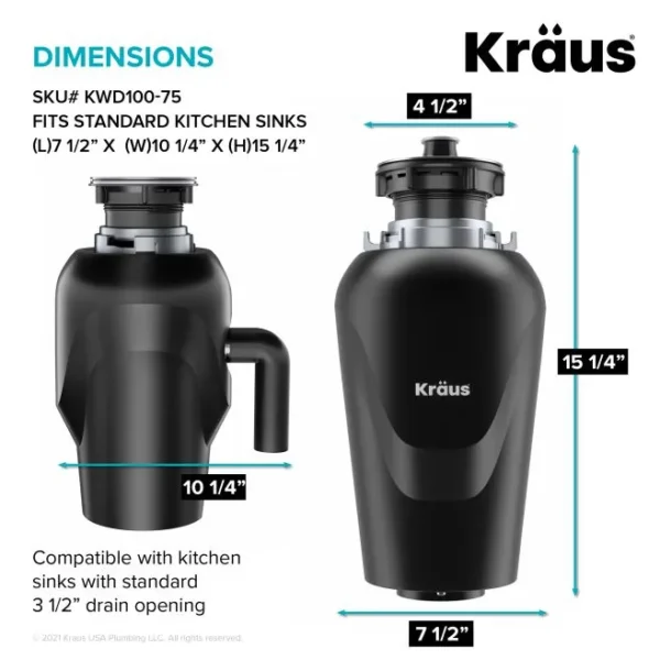 Kraus Wasteguard 3/4 Hp Garbage Disposal - Image 2