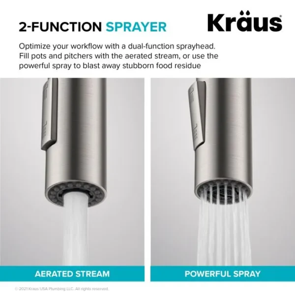 Kraus Oletto Single Handle Pull Down Kitchen Faucet With Deck Plate - Image 4