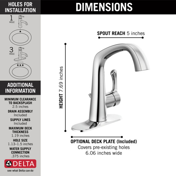 Larkin Single Handle Centerset Bathroom Faucet - Image 3