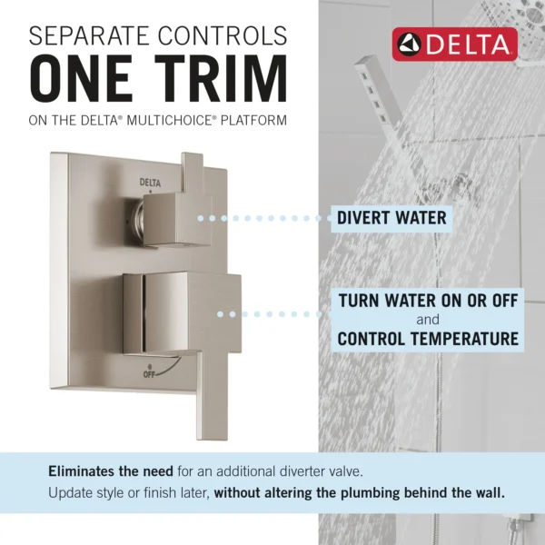 Delta Modern Square 10" Raincan & Handshower Combo - Image 4