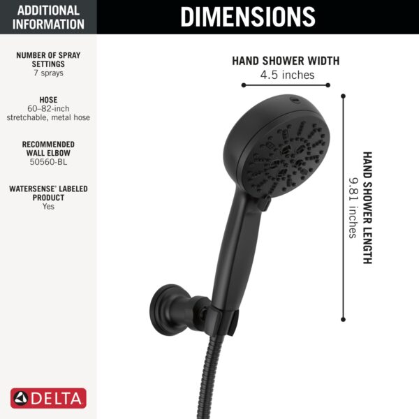 Delta 7 Setting Wall Mount Hand Shower With Cleaning Spray - Image 7