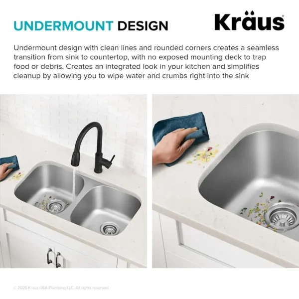 Kraus Premier 32" Undermount Double Bowl Kitchen Sink - Image 2