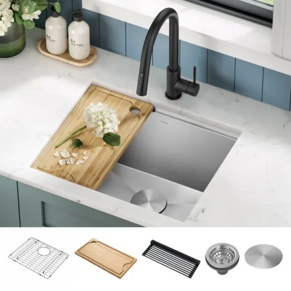 Kraus Kore 23" Undermount Workstation Kitchen Sink - Image 2